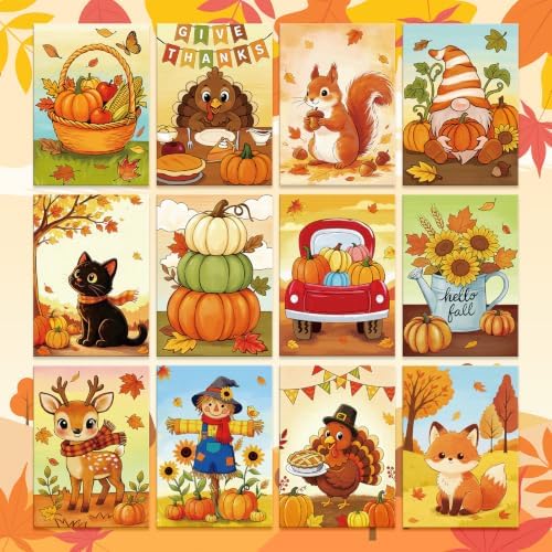 Louise Maelys 12 Pack 5x7 Inch Fall Pre Drawn Canvas to Paint for Kids Art - Image 6