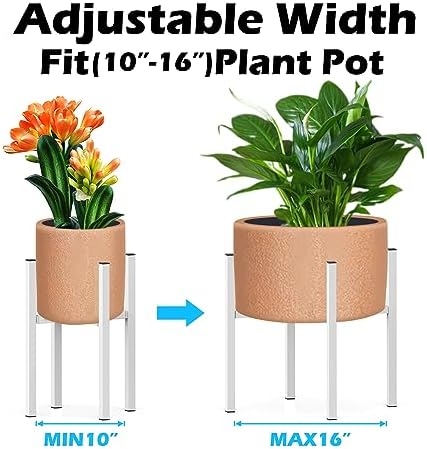 Plant Stand for 10"-16" Plant Pot Indoor Outdoor Corner, Adjustable Metal Heavy Duty for Large Pot (White 1 Pack) - Image 2