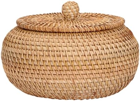 Hipiwe Handwoven Rattan Basket Round Round Wicker Storage Box by Hipiwe