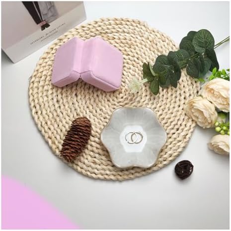 Ceramic Leaf Jewelry Dish, Tiny Key Bowl, Small Ring Dishes Holder, White Trinket Tray - Nightstand Decor for Entryway Table, Home Decor Gift for Mom, Women, Girls - Image 3