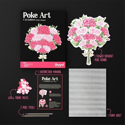 Unwynd Poke Art Carnations Flower Bouquet Kit for Adults, Women and Teens - Image 6