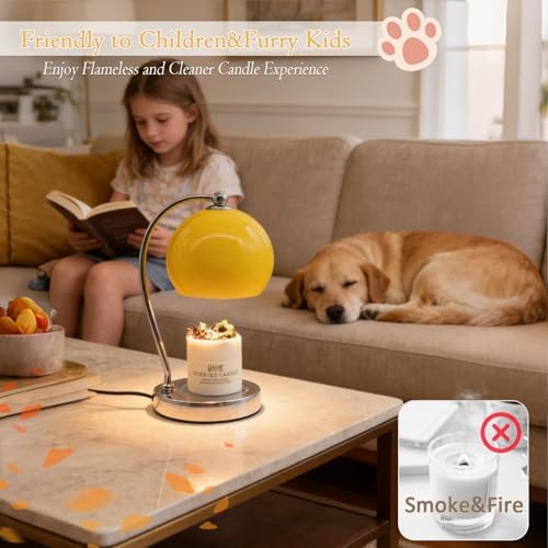 Candle Warmer Lamp Wide Base, Timer & Dimmer (Yellow) - Image 3