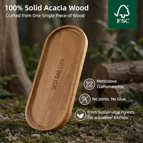 Best Dad Ever Wooden Tray, Wood Serving Tray Decorative Tray for Coffee Table, Snacks, Drinks, Home Decor (11.4 x 4.1 x 0.6 in) - Image 5