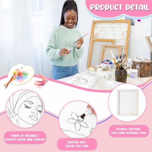 Sherr 75 Pcs 15 Set Pre Drawn Canvas Kit for Painting Craft Sip Paint Kit - Image 3