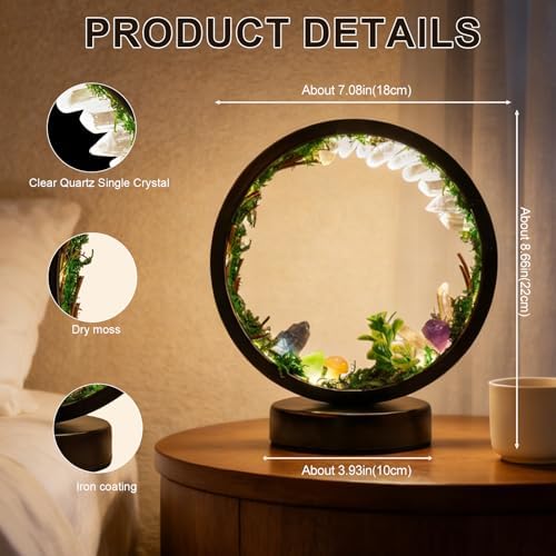 Runyangshi Forest Style Bedroom Night Light USB Port 3 Colours Dimming Mode Bedside Lamp Natural Clear Quartz Single Crystal Healing Crystal Night Lamp for Bedroom Office Home Decor Gift - Image 2