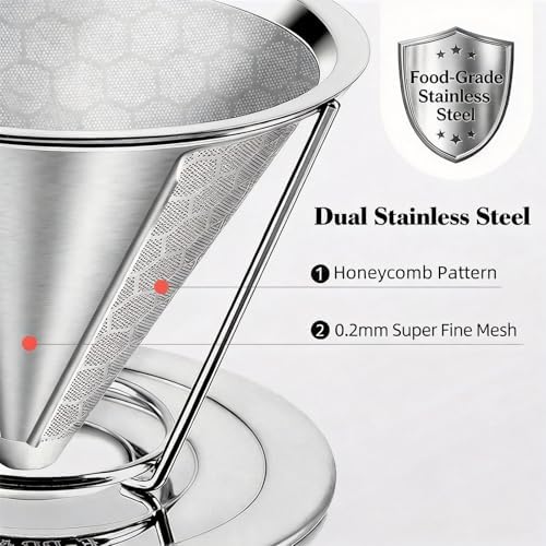 Reusable Stainless Steel Pour Over Coffee Dripper, Paperless V60 Filter - Image 4
