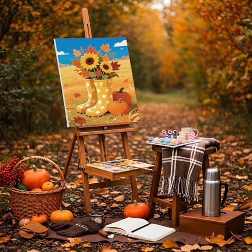 Ctosree 12 Pack Paint and Sip Kit Pre Drawn Canvas, Autumn Harvest, 10x8'' - Image 5