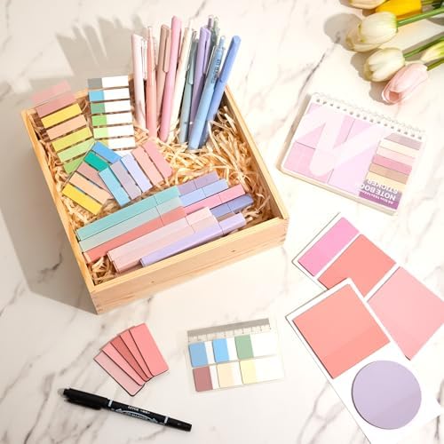 Jutom 41 Pcs Aesthetic Book Annotation Kit with Pencil Bag Bible Journaling Kit Notebook Sticky Note Tab Highlighter Black Ink Pen Page Marker School Office Supplies Christmas Bible Lover Gift(Pink) - Image 4