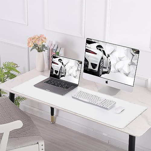 AFIING Cork Desk Mat 55" x 17", Dual-Sided Natural Cork & PU Leather Desk Pad, Non-Slip Waterproof Large Mouse Pad for Office, Home & Gaming (White) - Image 6