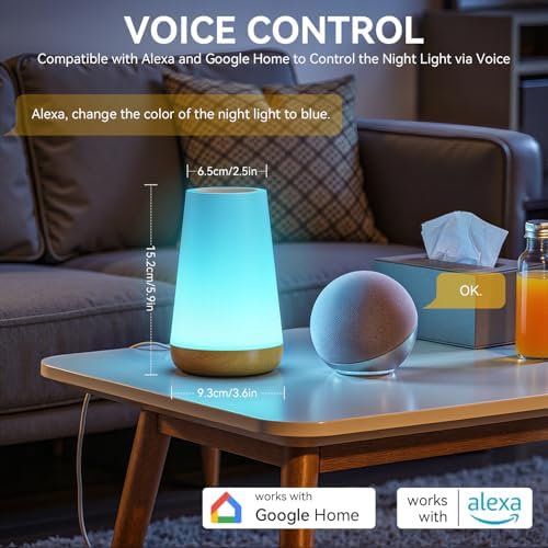 Auxmir Smart Night Light, App/Voice Control Table Lamp with Timer(Corded) - Image 6