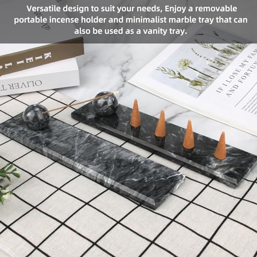 Natural Marble Incense Holder Tray (Grey Black) - Image 5
