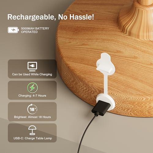 Dawnwake Table Lamp Cordless Lamp,Outdoor Waterproof Shower Lamp,5000mAh Rechargeble Battery Operated Lamps Dimmable Touch Desk Lamps,LED Night Light for Bathroom Patio Camping Restaurant Home - Image 6