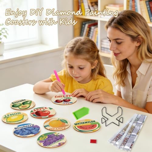 Leatrice Fruite Diamond Art Coasters Set Diamond Painting Kits for Adults - Image 4