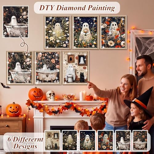 Chunful 6 Pcs Halloween Ghosts Diamond Painting Kits for Adults,10 x 11.8'' - Image 4