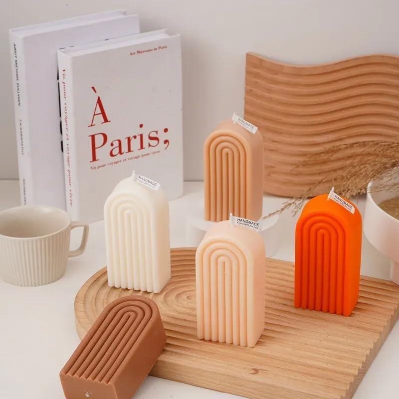 Candle Molds - Silicone Mold for Candles Making, DIY 3D Moulds for Soy Wax, Beeswax, Scented Candle, Valentine's Day Gifts (Wave Geometric Pillar) - Image 3