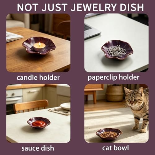 BEUNAIZER Galaxy Purple Jewelry Dish Tray, Ring Dish, Ceramic Trinket Tray, Key Bowl, Aesthetic Nightstand Bathroom Room Decor Mothers Day Friendship Christmas Birthday Gifts for Women - Image 4