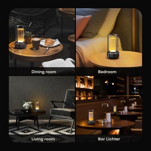 Rechargeable Cordless Small Metal Table Lamp, Stepless Dimming, 3-Color - Image 4