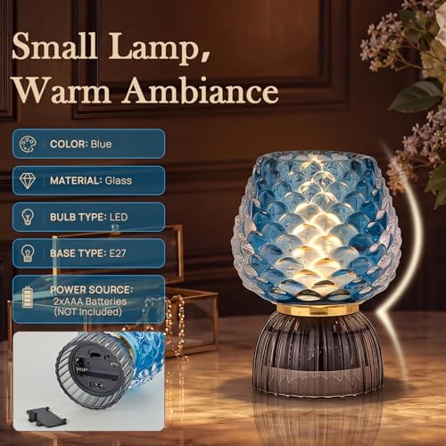 Small Battery Operated Lamp with Timer, Pinecone, Blue - Image 2