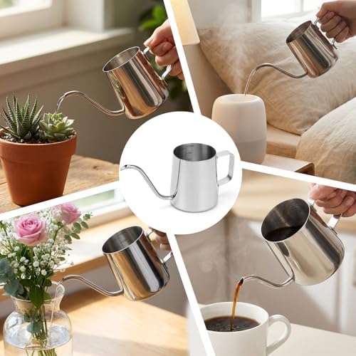 350ml Small Watering Can for Indoor Plants, 12oz Mini Plant Watering Pot with Long Spout and Handle, Silver Tiny Stainless Steel Watering-Can for Outdoor Indoor Plants Flower Garden - Image 7