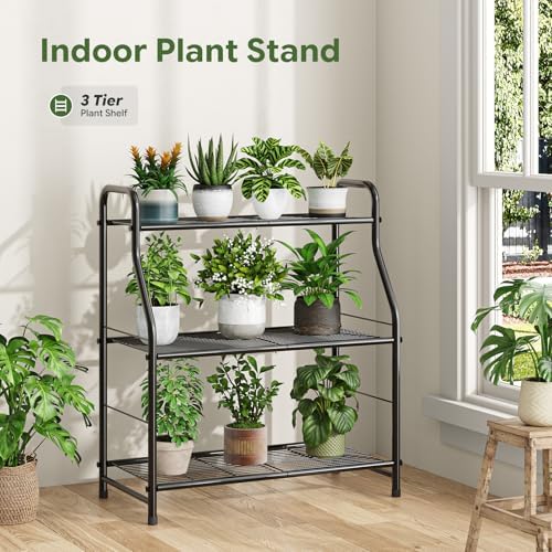 Simple Trending Plant Stand Indoor Outdoor, Plant Shelf for Multiple Pots Metal, 3 Tiers Large Plant Holder for Living Room Garden Balcony - Image 2