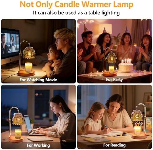 Candle Warmer Lamp with Timer and Dimmer 4-Level Dimmable Flower Light Heat Lamp for Jar Candles Adjustable Height Modern Cute Home Decor for Living Room Bedroom and Best Gift for Friends Lover. Gold - Image 6