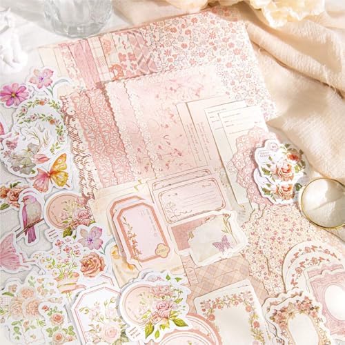 Doraking 100pcs Vintage Floral Scrapbook Paper Journaling Stickers - Image 3