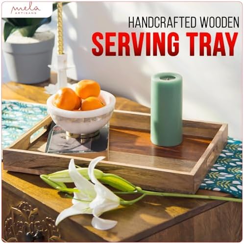 Mela Artisans Rectangular Mango Wood Serving Tray - Natural, 15x10 in - Image 5