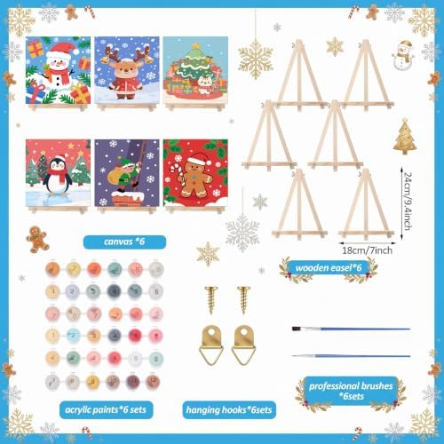 YooNotee 6 Pack Christmas Paint by Numbers Kit for Adult - Image 2