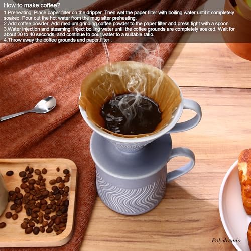 Pour Over Coffee Maker with 100 Sheets of Paper Filter, 15 oz Ceramic Coffee Mug & Ceramic Coffee Dripper, 1 Cup-Single brew coffee set, Purple - Image 5
