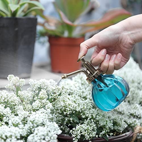 T4U Glass Plant Mister 200ML, Vintage Spray Bottle with Top Pump Fine Mist Flower Garden Sprayer Small Decorative Spritzer Watering Can Gift for Indoor Outdoor Succulent House Plant (Blue) - Image 4