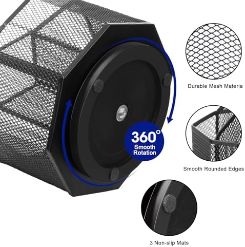Comix Mesh 360° Rotating Pen Holder, Desk Organizer for Home Office, Black - Image 4