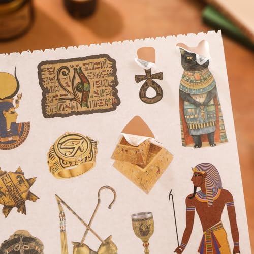 Pre-Cut Vintage Stickers for Journaling, 500+ Scrapbook Stickers and 20 A5 Scrapbook Papers, Retro Egypt Theme Aesthetic Washi Sticker Book for Adults, Ephemera for Junk Journal Supplies DIY Crafts - Image 5