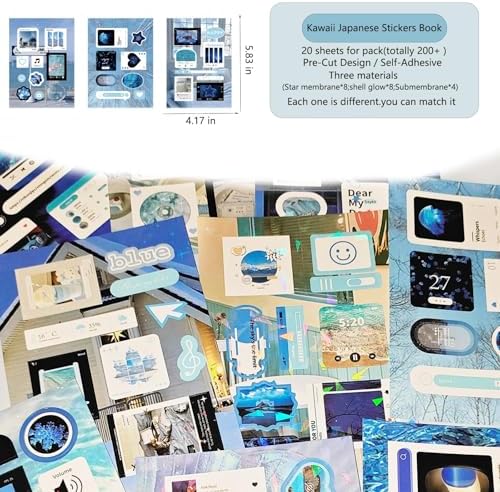 200+ Kawaii Japanese Stickers Book Set,20 Sheets Korean INS Sticker for Journaling,Cute Japanese Stickers for Junk Journal,Scrapbooking Supplies,Bullet Journaling,Planner,Diy Craft(Minimalist Style 2) - Image 5