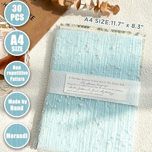 30 Pcs Large A4 Handmade Textured Scrapbook Paper Mesh Journaling Supplies - Image 3