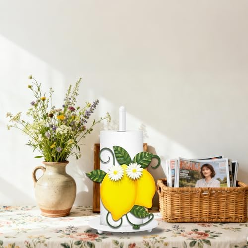 Lemon Paper Towel Holder, Spring Summer Lemon Decor for Countertop Cute Farmhouse Home Table, Housewarming Birthday Gifts Yellow - Image 7