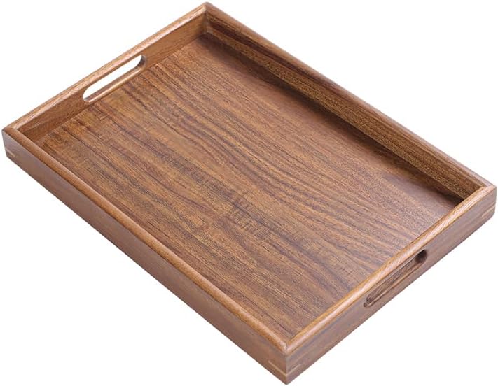 Wooden Coffee Trays with Handles Wood Serving Tray Wooden Bed Tray, Coffee Table Trays for Living Room,Wood Kitchen Tray Wood Decorative Tray with Handles - Image 3