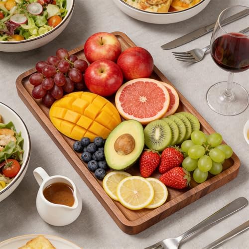 VERTORGAN Acacia Wood Serving Tray,15.8x9.8 Inch Trays,Home Decor - Image 4