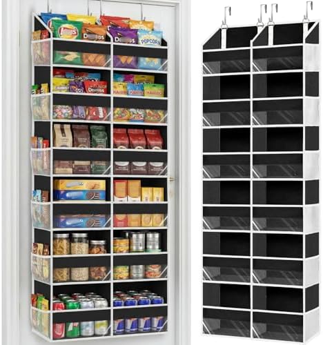 Over The Door Organizer 6 Tiers, Extra Large Behind Door Storage of 12 Compartments, 80 lbs Weight Capacity Hanging Storage Organizer with Clear Window Kids Toys, Shoes, Diapers, Room Storage,Black by Ofiray-home