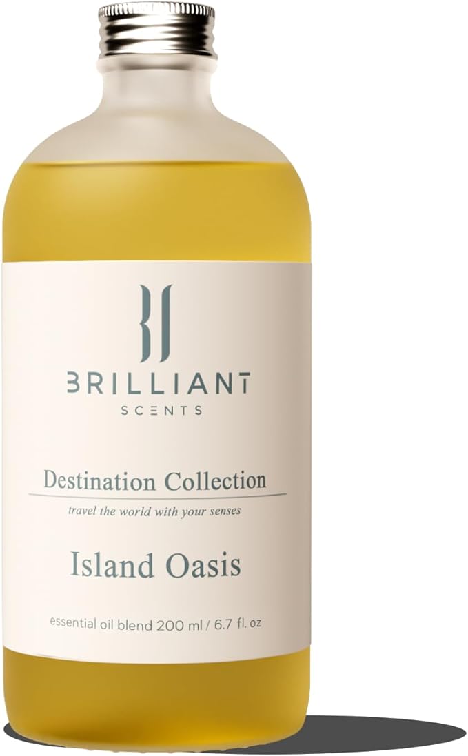 Brilliant Scents Island Oasis Fragrance Oil 200ml - Premium Diffuser Oil for Home, Office, Hotels - Long Lasting, Plant-Based, Meets IFRA Standards, USA-Made - Citrus, Chamomile, Patchouli