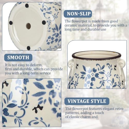 Ceramic Scroll Planter 6.5 Inch, Dark Blue - Image 3