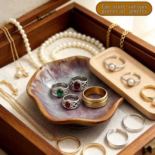 4 Pack Ceramic Ring Dish, Lotus Leaf Jewelry Tray, Small Trinket Bowl for Rings, Earrings, Keys - Gift Set in 4 Colors - Image 3