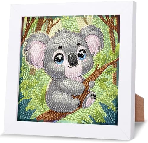GHHKUD Koala Diamond Art Painting Kits for Adults with Frame, Diamond Art Animals Crafts for Ages 4-6-8-12, Easy to DIY Gem Painting Gifts Home Wall Deco15x15cm (Beautiful Packages) by GHHKUD