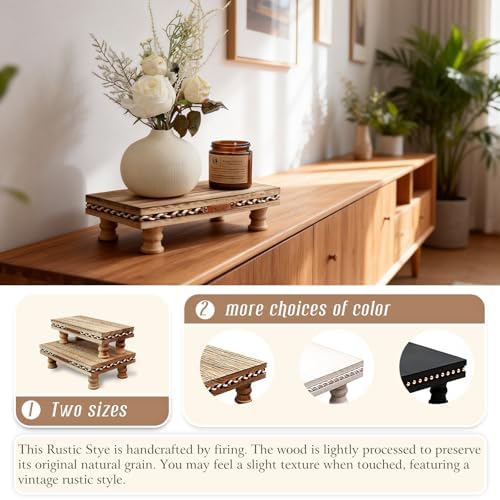 Bathroom Tray Pedestal Stand, Waterproof Wood Riser for Bathroom Counter - Image 3