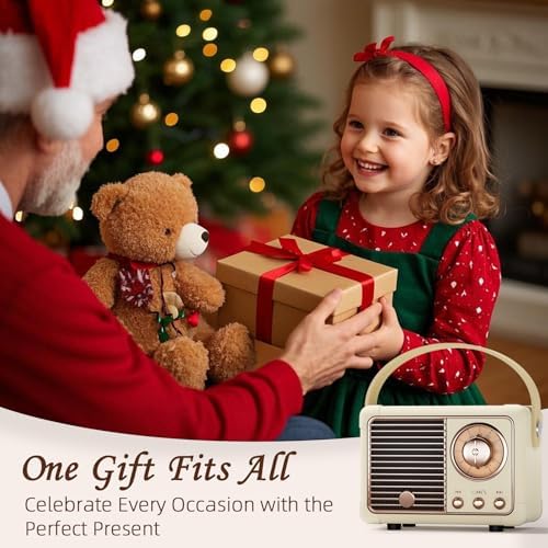Retro Speaker Mini Vintage Bluetooth Speaker Gifts for Women,Girls Beige - Image 6