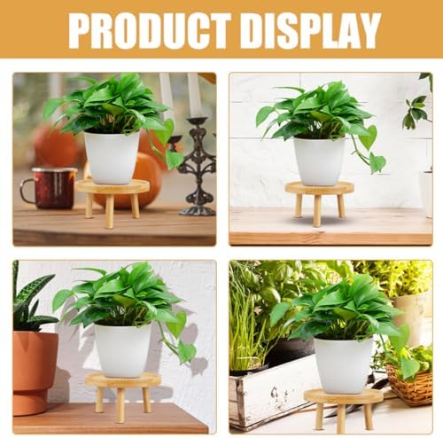 FAVOMOTO Wooden Bonsai Plant Stand, Rustic Single Tier Display Stool - Image 4