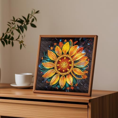 DIAMONDOUBLE Sunflower Diamond Painting Kit for Adults, 12x12 Special Shape 5D Partial Drill Diamond Art on Velvet Canvas, Easy Paint by Diamonds Kit for Beginners, DIY Diamond Art for Home Decor - Image 2