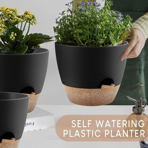 YNNICO Self Watering Plant Pots 10/9/8/7.5/7 inch for Indoor Plants - Image 7