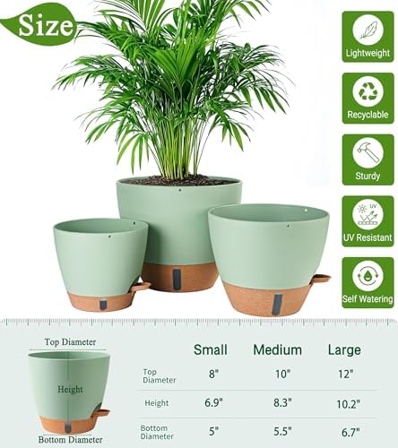 8/10/12 Inch Self Watering Pots for Indoor/Outdoor Plants - Image 3