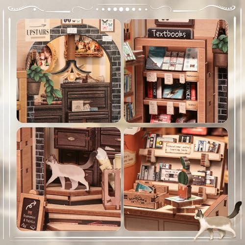 CUTEBEE Book Nook Kit for Adults, Cat Miniature House Kit, Adult Craft Gift - Image 6