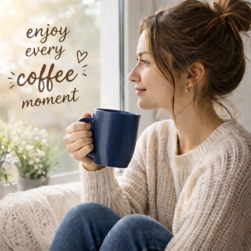 AmorArc 12oz Coffee Mugs Set of 6, Ceramic Coffee Cups Set-Matte Blue - Image 6